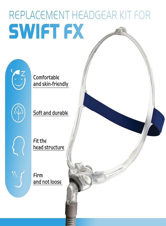 SyunsXoon 2 Pack CPAP Headgear with Silicone Frame Compatible with ResMed Swift FX Nasal Pillow Mask, CPAP Head Strap kit Including Adjustable Silicone Frame & Elastic Back Headgear & 2 Soft Strap Wraps - Image 3